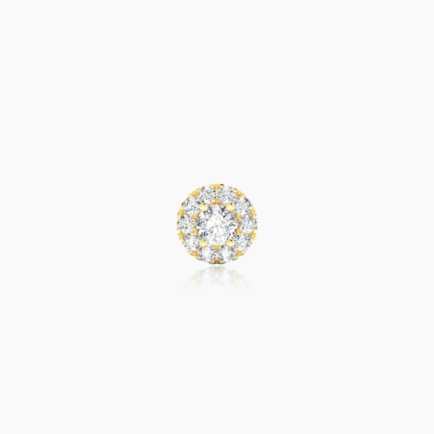 Eirene | 18k Yellow Gold 5.5 mm 5 mm Halo Round Diamond Piercing