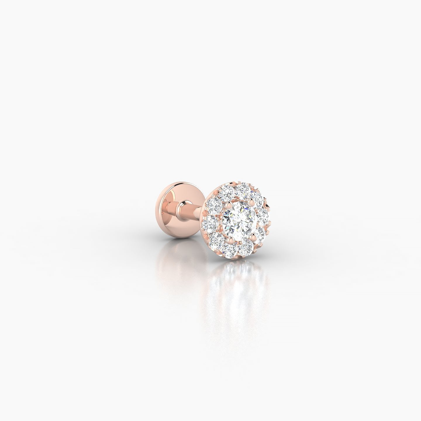 Eirene | 18k Rose Gold 5.5 mm 5 mm Halo Round Diamond Piercing