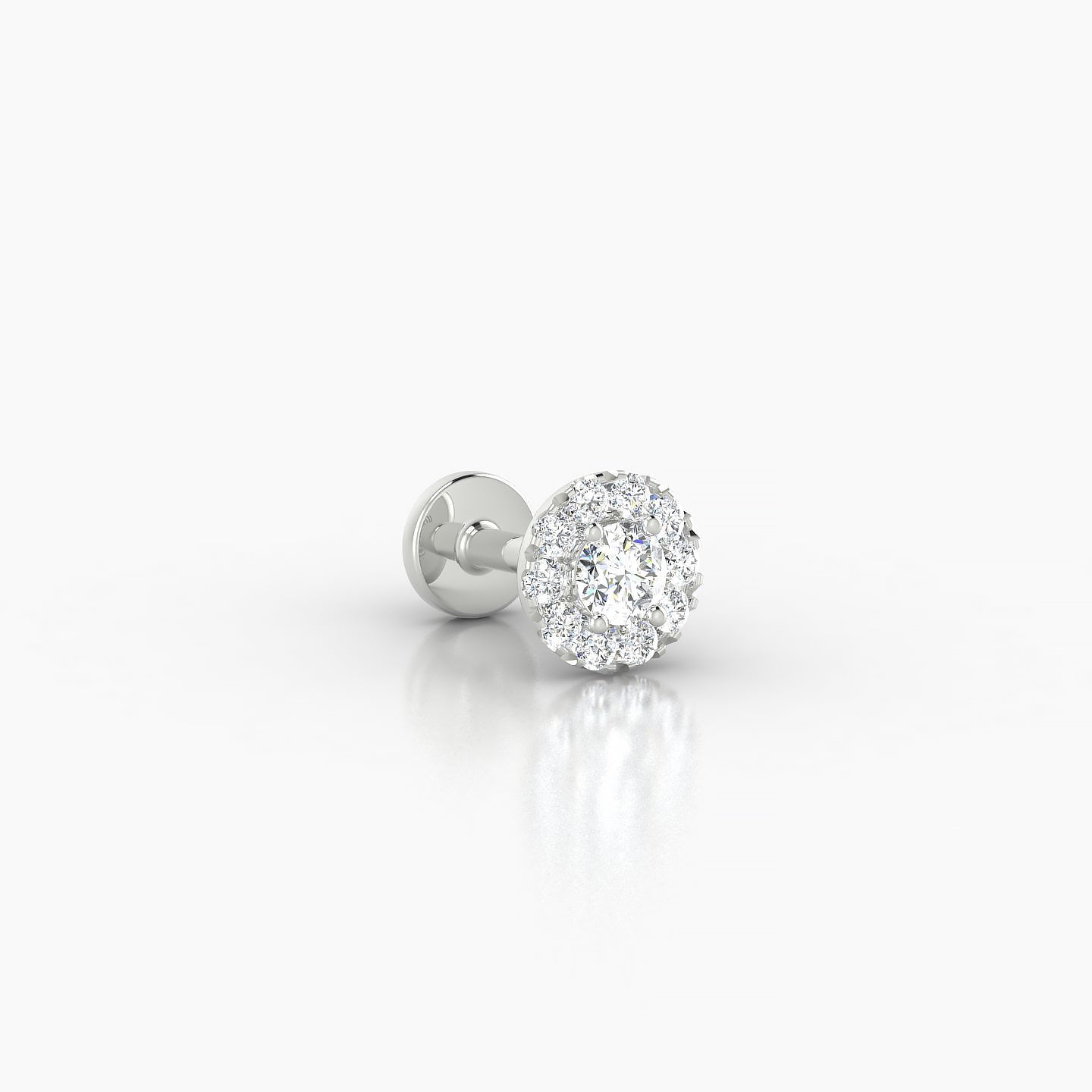 Eirene | 18k White Gold 5.5 mm 5 mm Halo Round Diamond Piercing