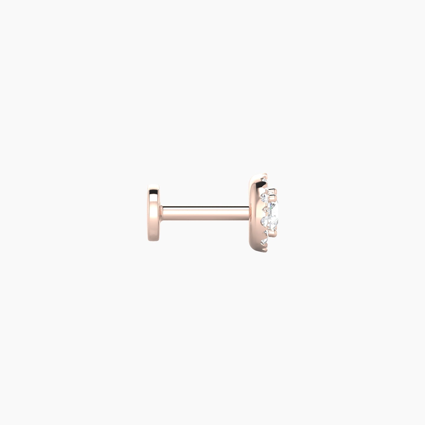 Eirene | 18k Rose Gold 5.5 mm 5 mm Halo Round Diamond Piercing