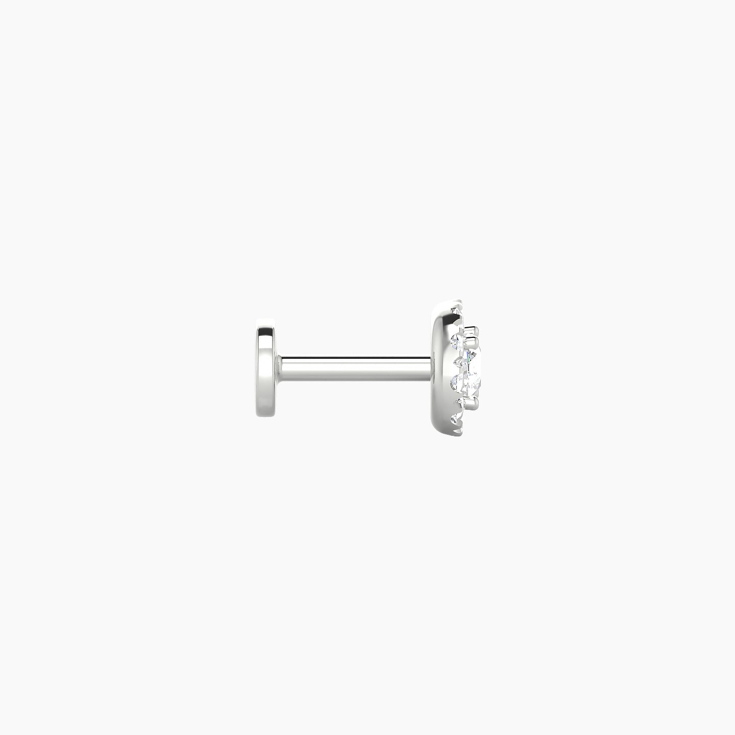 Eirene | 18k White Gold 5.5 mm 5 mm Halo Round Diamond Piercing