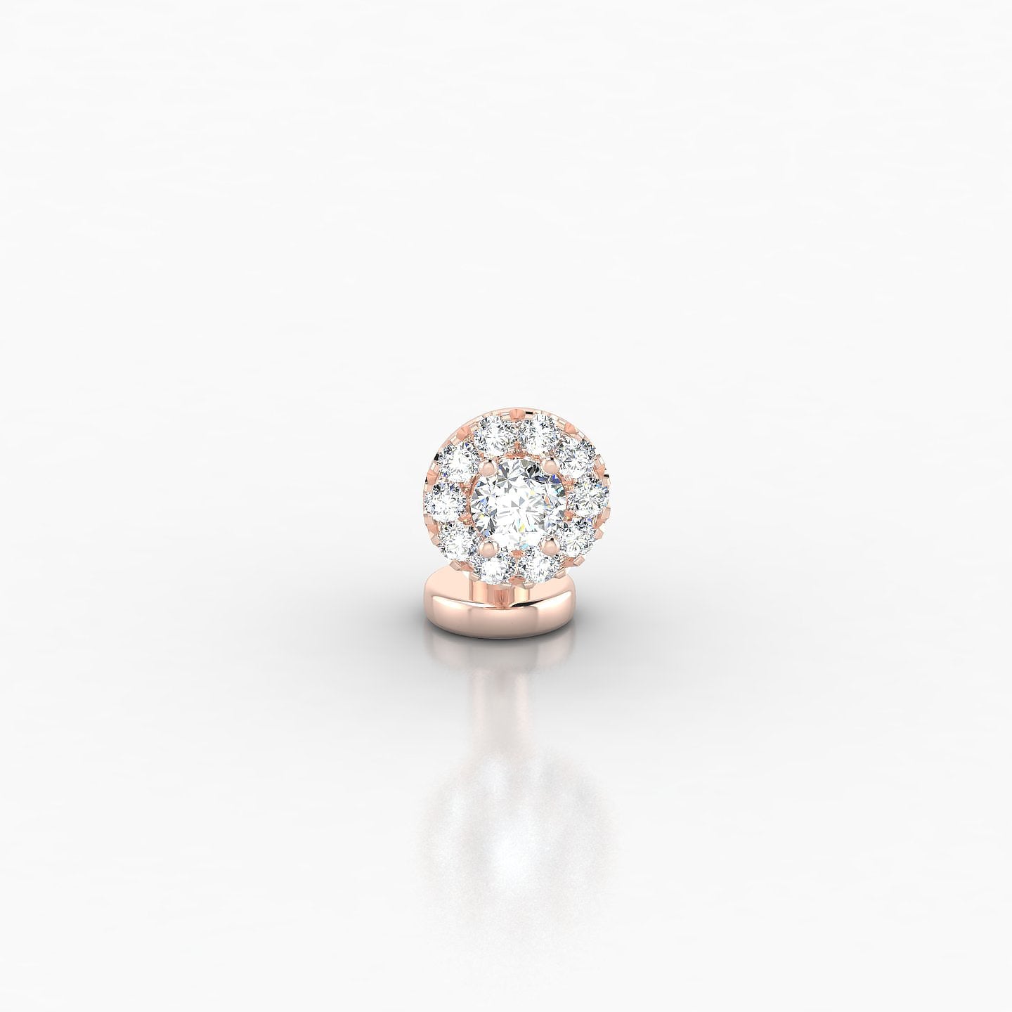 Eirene | 18k Rose Gold 6 mm 5.5 mm Halo Round Diamond Floating Navel Piercing