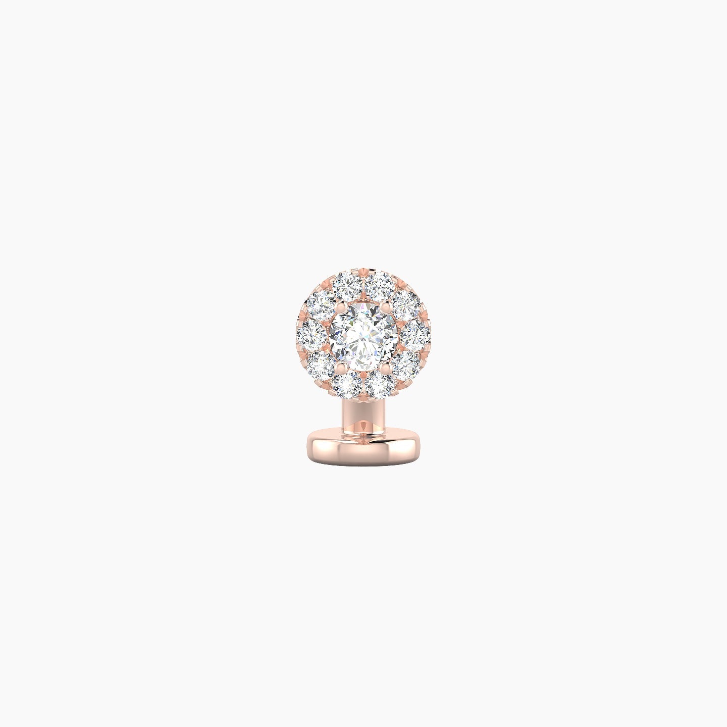 Eirene | 18k Rose Gold 5.5 mm 6 mm Halo Round Diamond Floating Navel Piercing