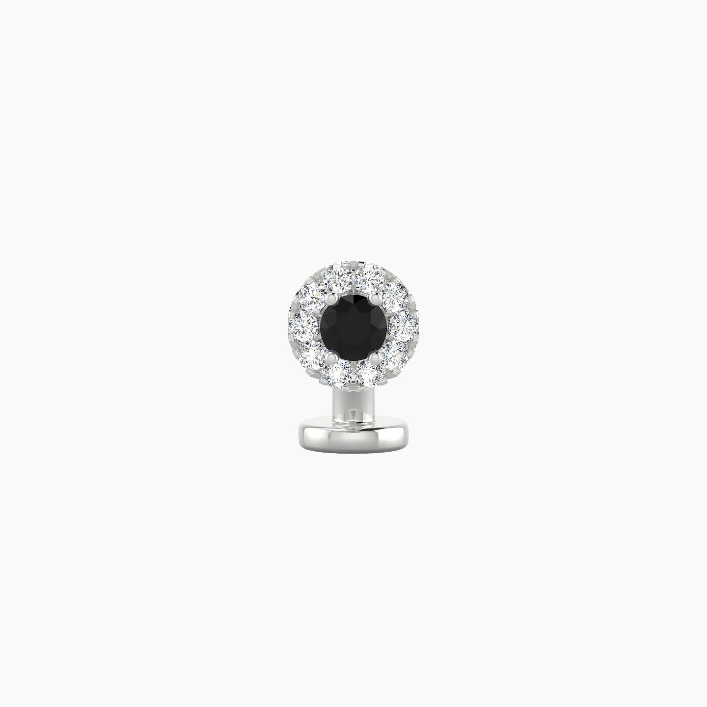Eirene | 18k White Gold 6 mm 5 mm Halo Round Black Diamond & Diamond Floating Navel Piercing