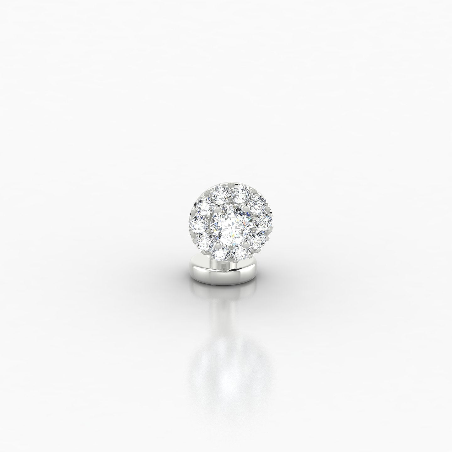 Eirene | 18k White Gold 6 mm 5.5 mm Halo Round Diamond Floating Navel Piercing