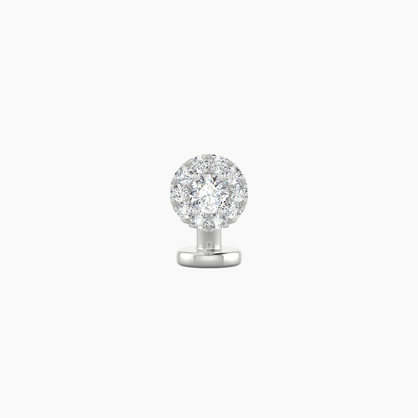 Eirene | 18k White Gold 5.5 mm 6 mm Halo Round Diamond Floating Navel Piercing