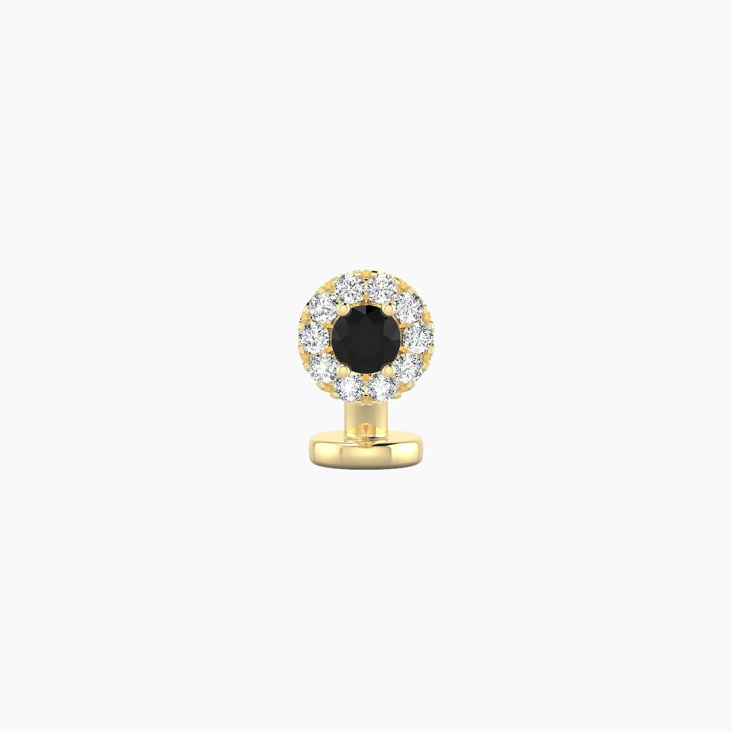 Eirene | 18k Yellow Gold 6 mm 5 mm Halo Round Black Diamond & Diamond Floating Navel Piercing