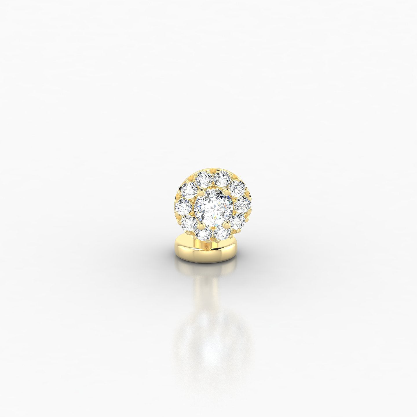 Eirene | 18k Yellow Gold 6 mm 5.5 mm Halo Round Diamond Floating Navel Piercing