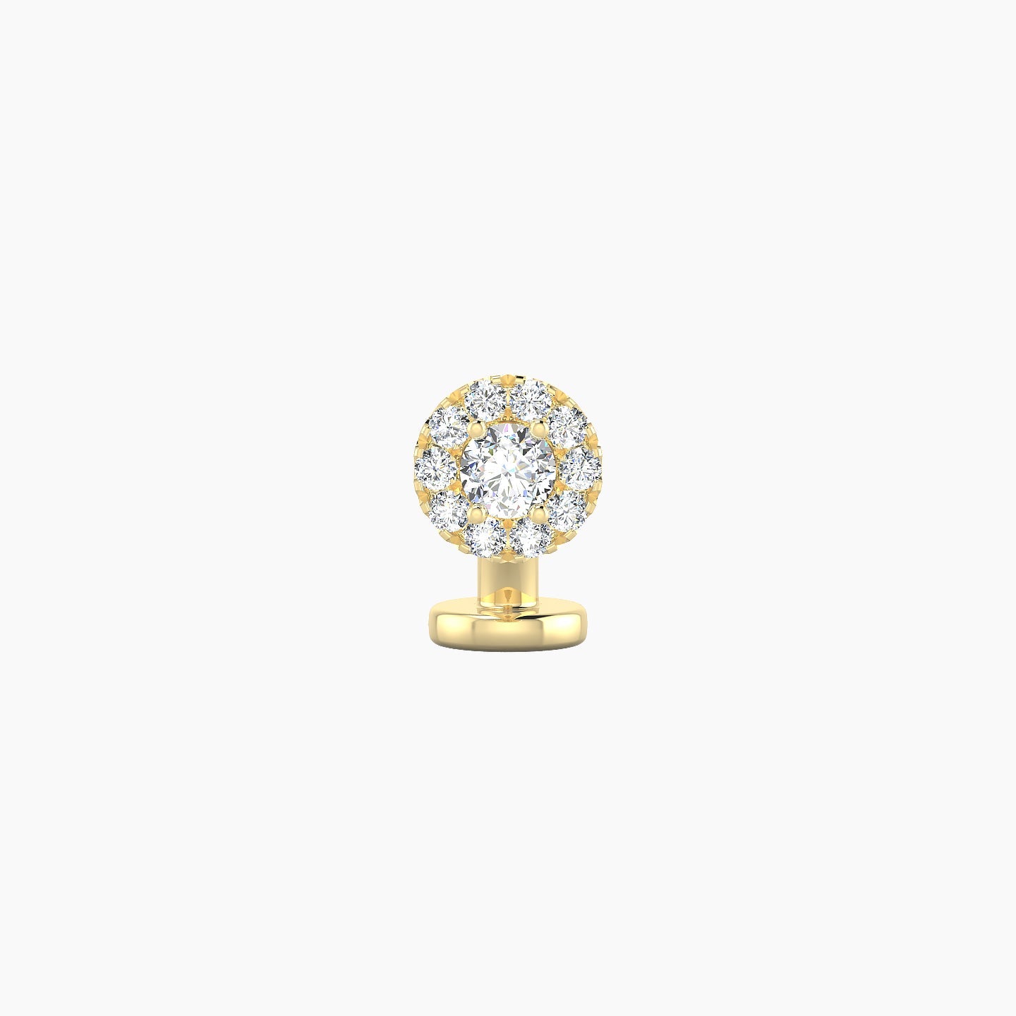 Eirene | 18k Yellow Gold 5.5 mm 6 mm Halo Round Diamond Floating Navel Piercing