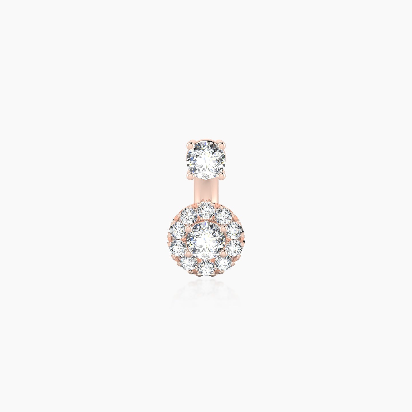 Eirene | 18k Rose Gold 6 mm 5.5 mm Halo Round Diamond Navel Piercing