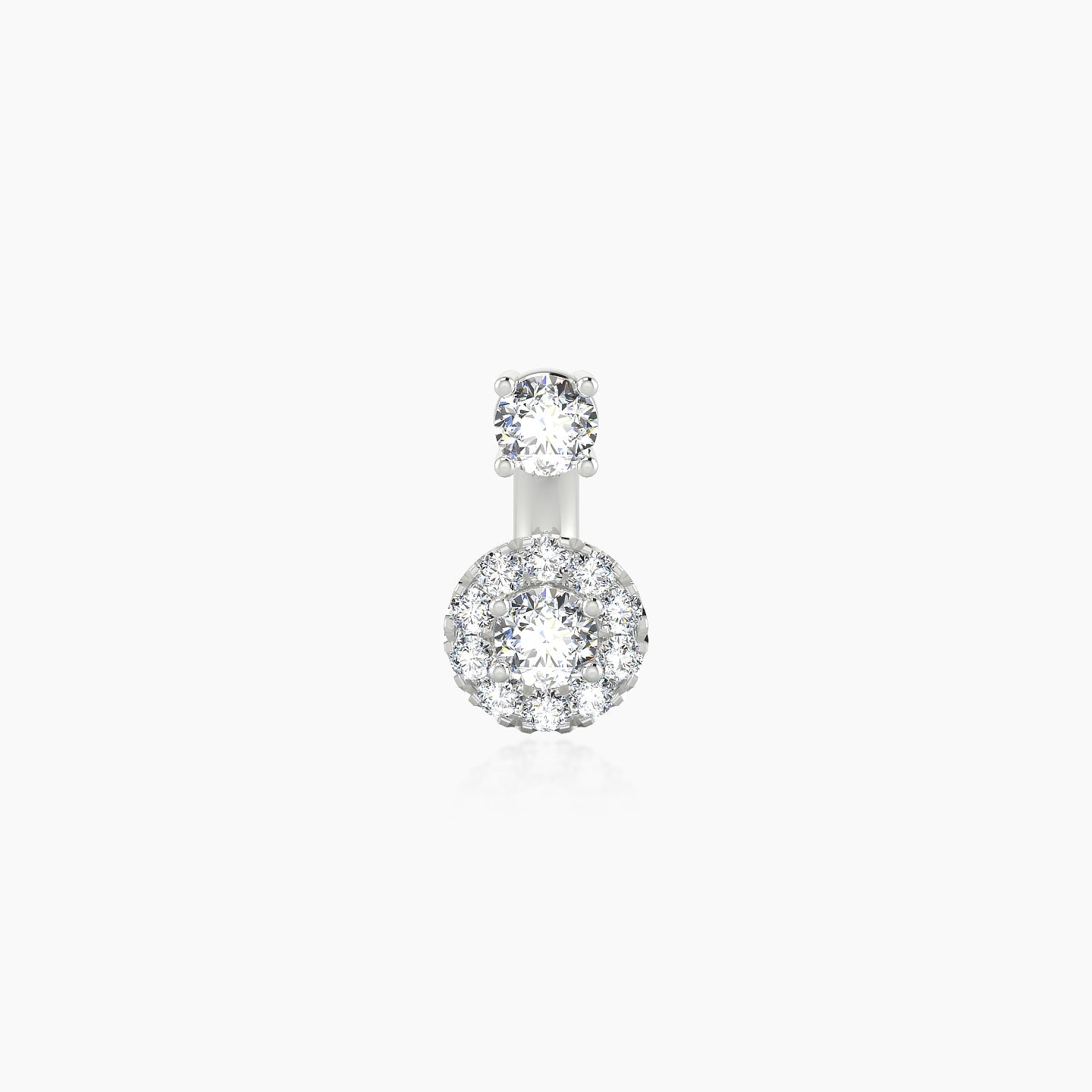 Eirene | 18k White Gold 6 mm 5.5 mm Halo Round Diamond Navel Piercing