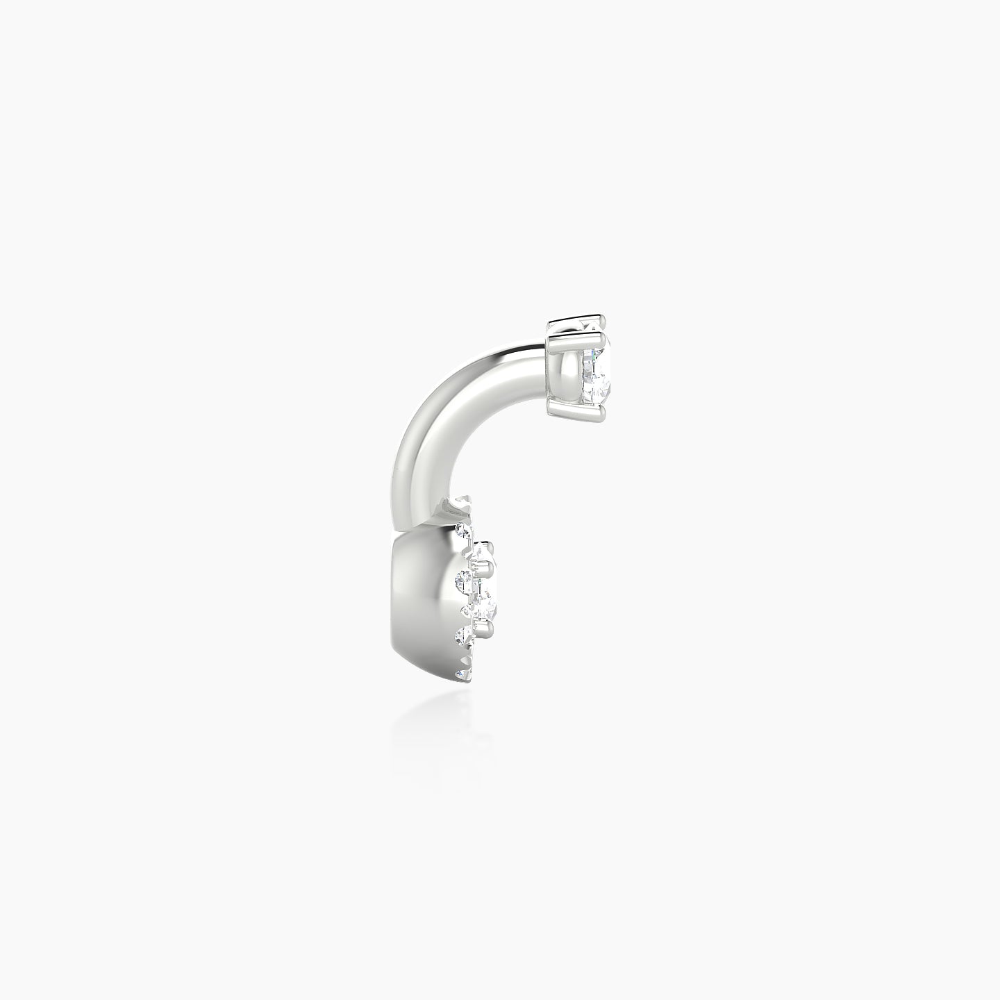 Eirene | 18k White Gold 6 mm 5.5 mm Halo Round Diamond Navel Piercing