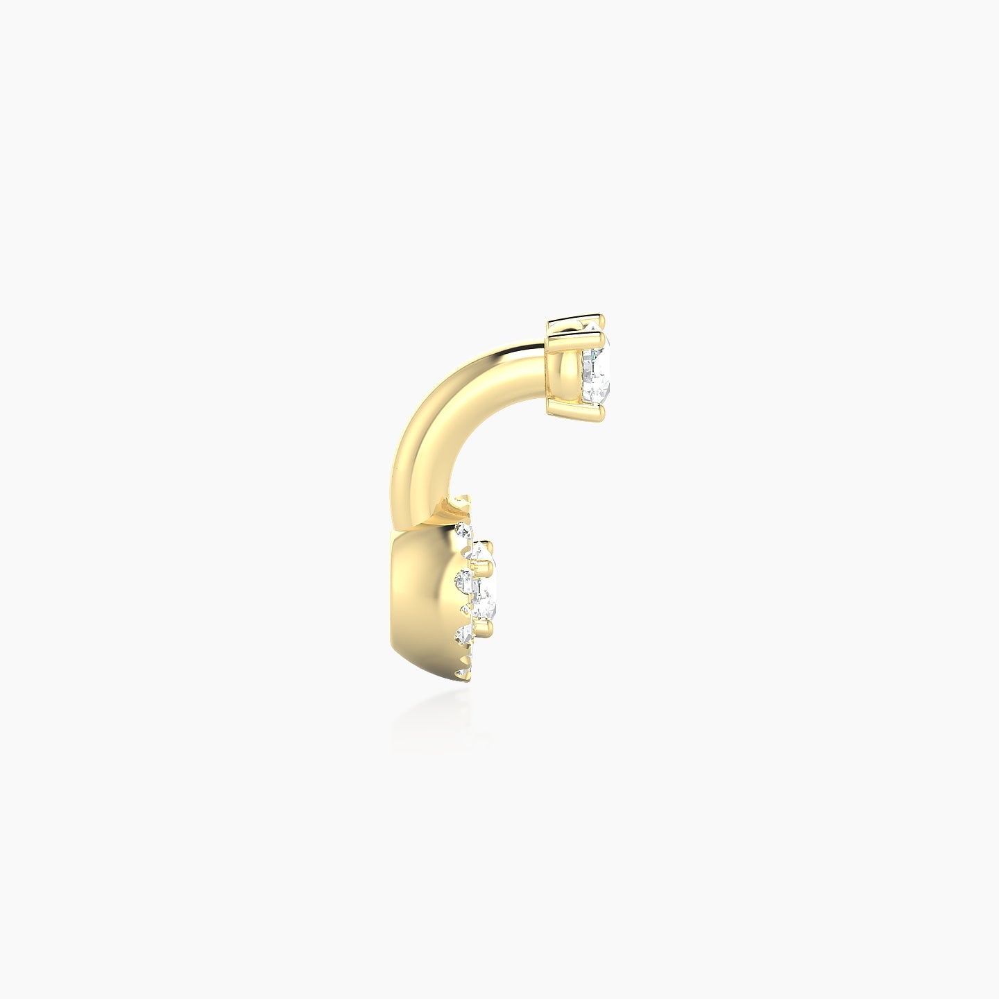 Eirene | 18k Yellow Gold 6 mm 5.5 mm Halo Round Diamond Navel Piercing