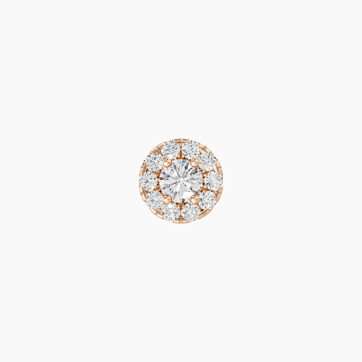 Eirene | 18k Rose Gold 5 mm 6.5 mm Halo Round Diamond Piercing