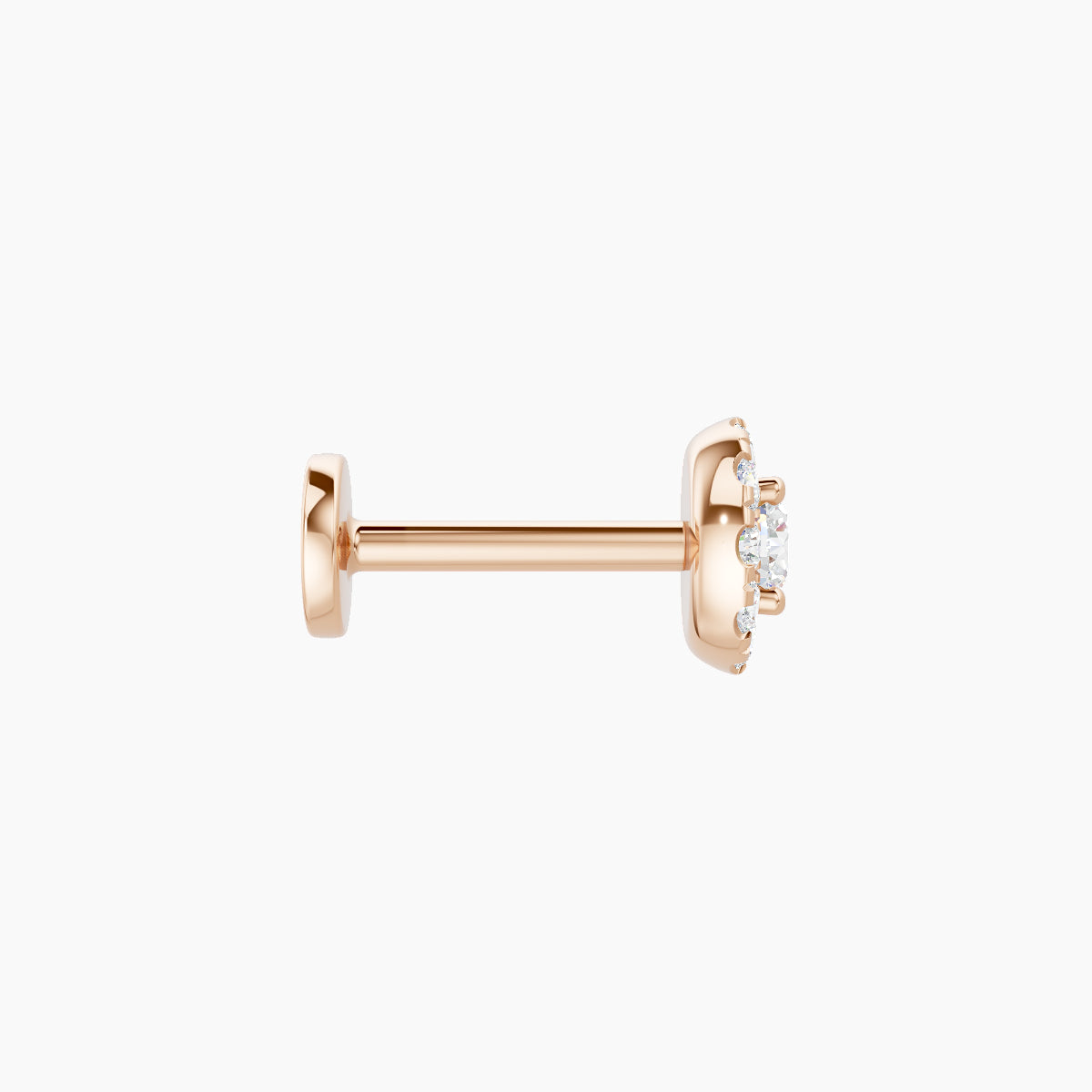 Eirene | 18k Rose Gold 5 mm 6.5 mm Halo Round Diamond Piercing