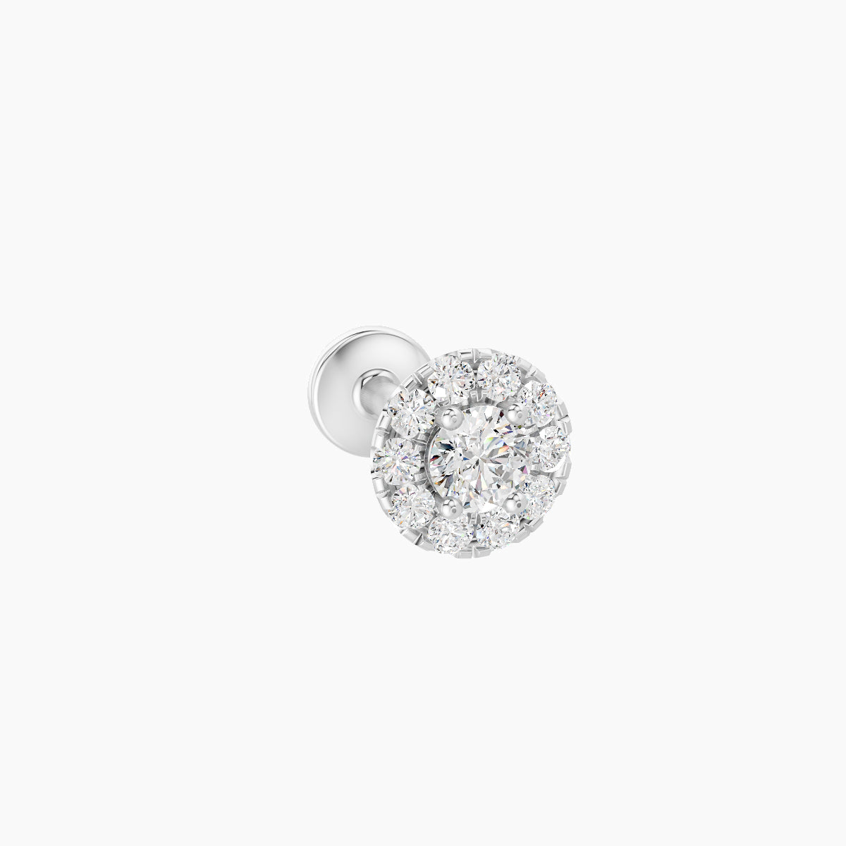 Eirene | 18k White Gold 5 mm 6.5 mm Halo Round Diamond Piercing