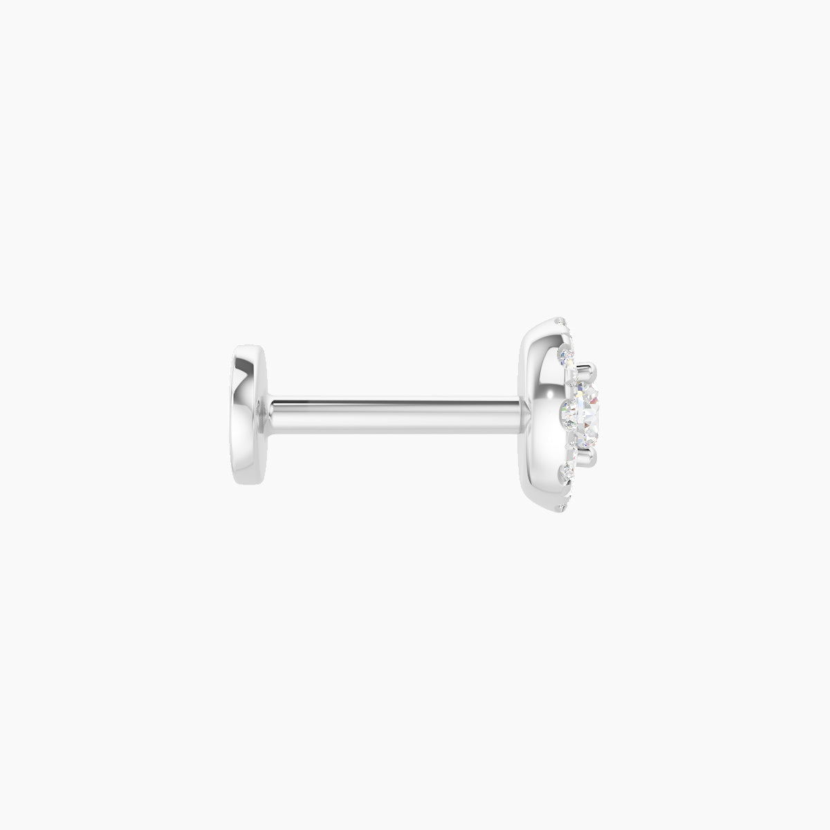 Eirene | 18k White Gold 5 mm 6.5 mm Halo Round Diamond Piercing