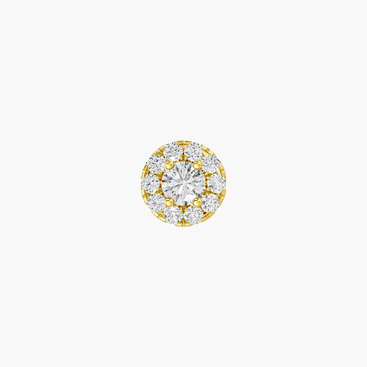 Eirene | 18k Yellow Gold 5 mm 6.5 mm Halo Round Diamond Piercing