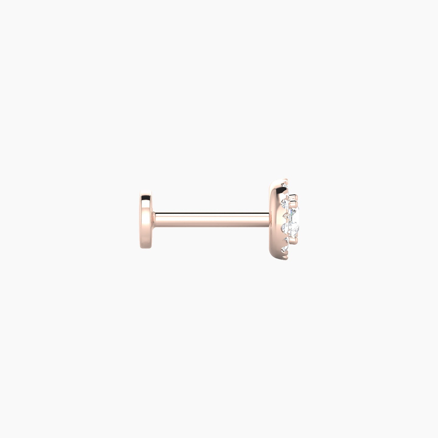 Eirene | 18k Rose Gold 5.5 mm 6.5 mm Halo Round Diamond Piercing