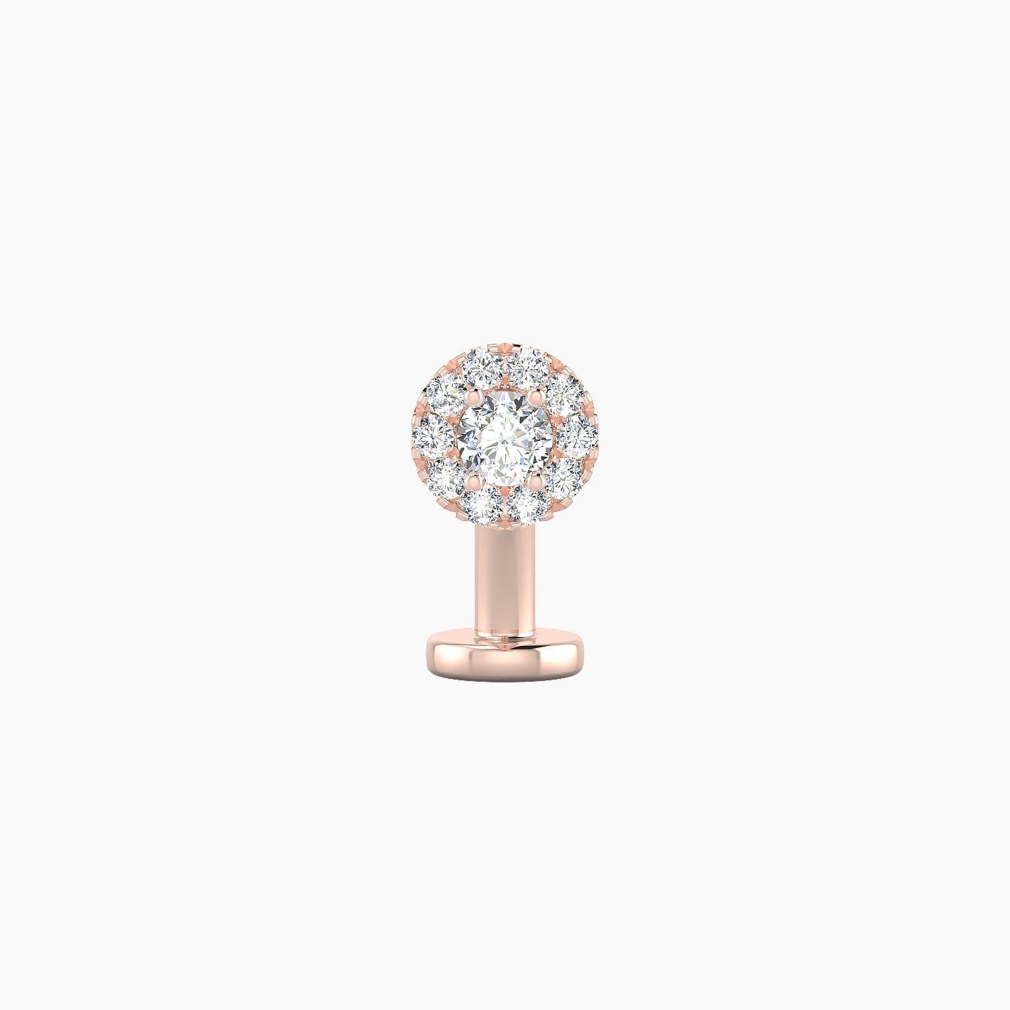 Eirene | 18k Rose Gold 5.5 mm 8 mm Halo Round Diamond Floating Navel Piercing