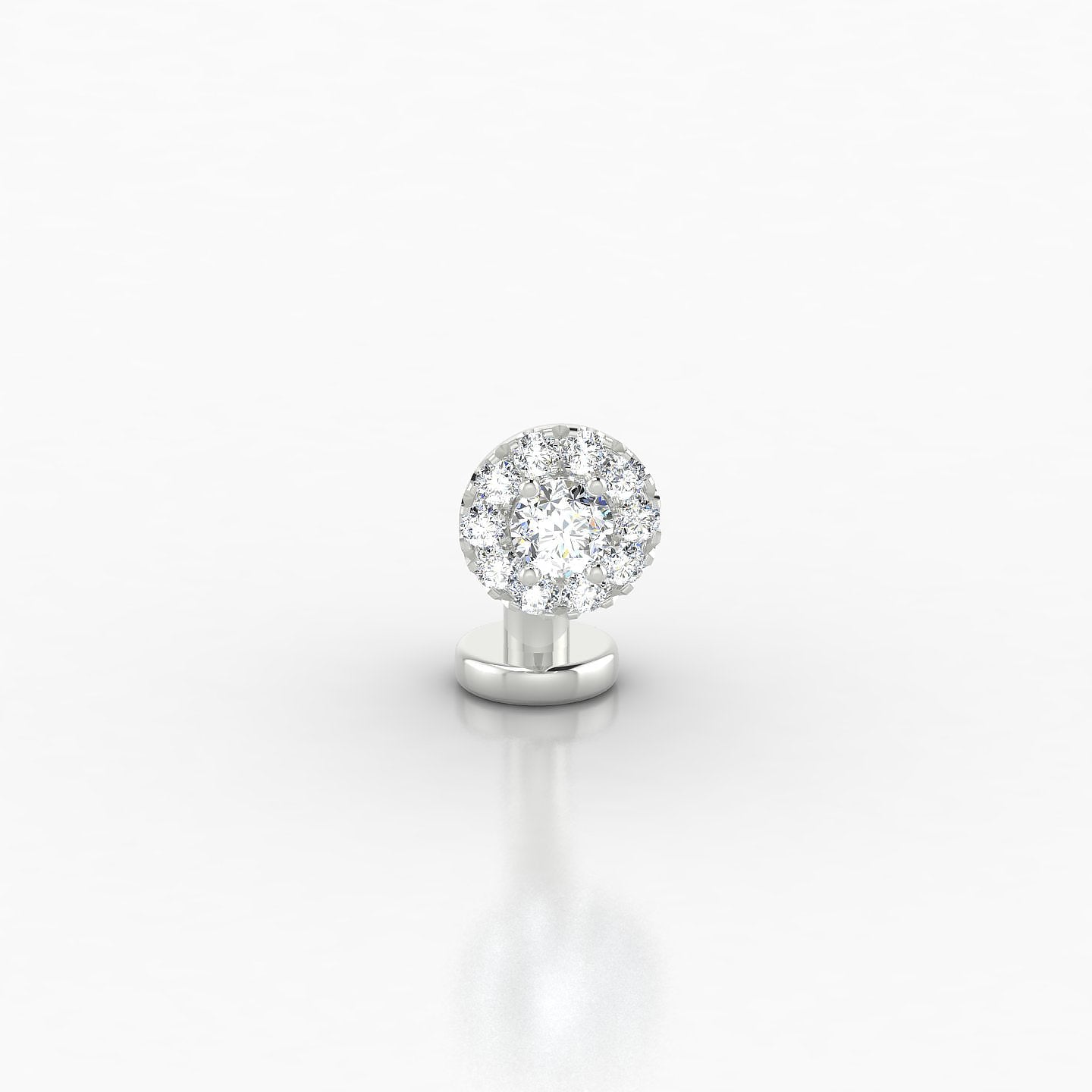 Eirene | 18k White Gold 8 mm 5.5 mm Halo Round Diamond Floating Navel Piercing