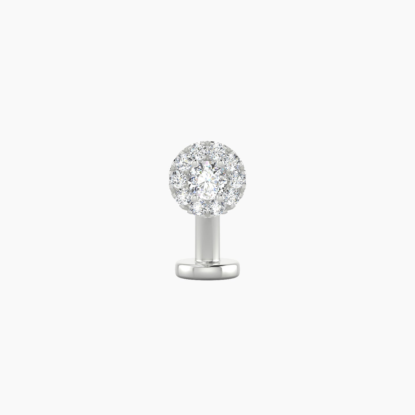 Eirene | 18k White Gold 5.5 mm 8 mm Halo Round Diamond Floating Navel Piercing