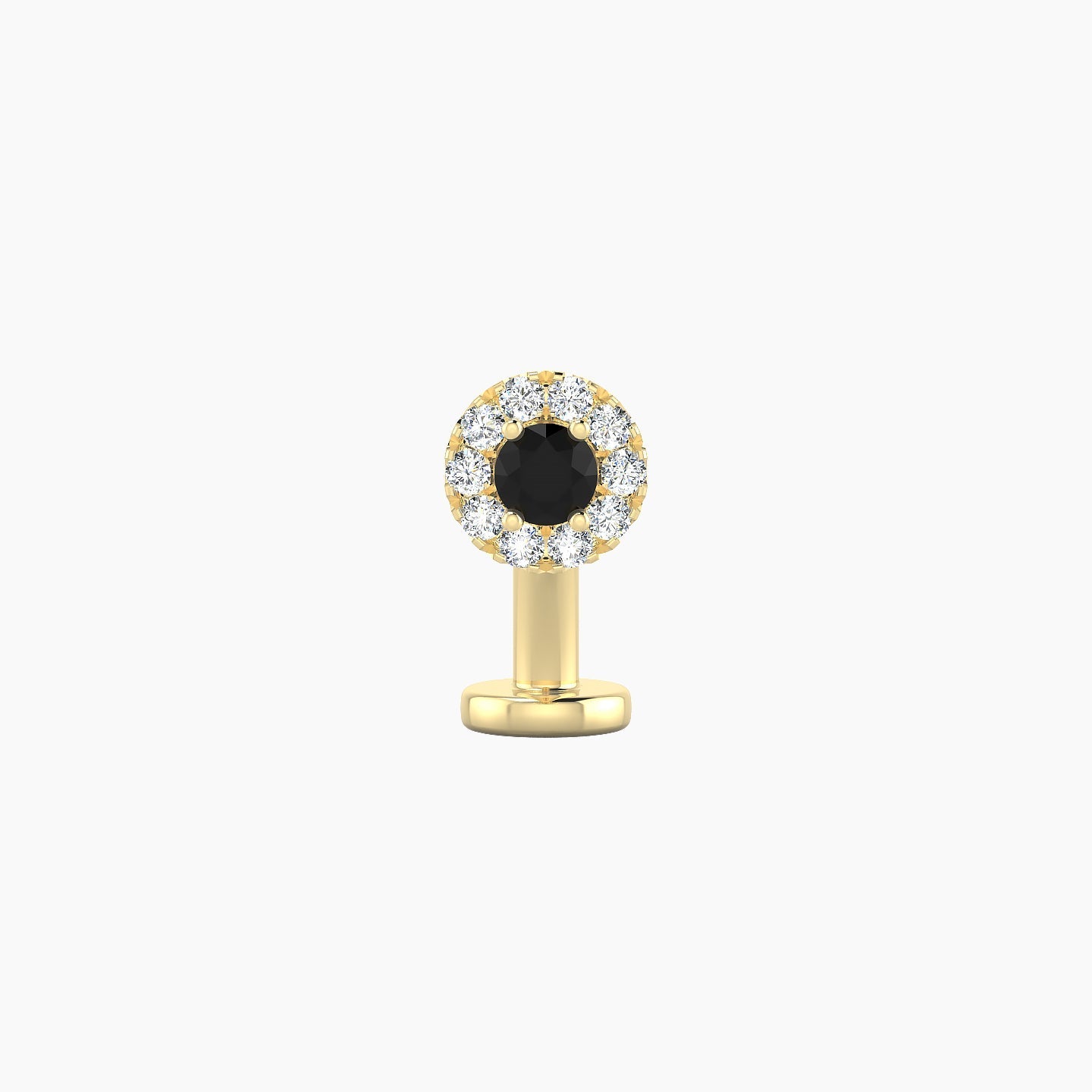 Eirene | 18k Yellow Gold 8 mm 5 mm Halo Round Black Diamond & Diamond Floating Navel Piercing