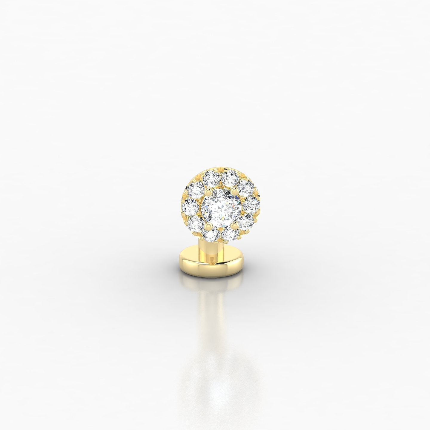 Eirene | 18k Yellow Gold 8 mm 5.5 mm Halo Round Diamond Floating Navel Piercing