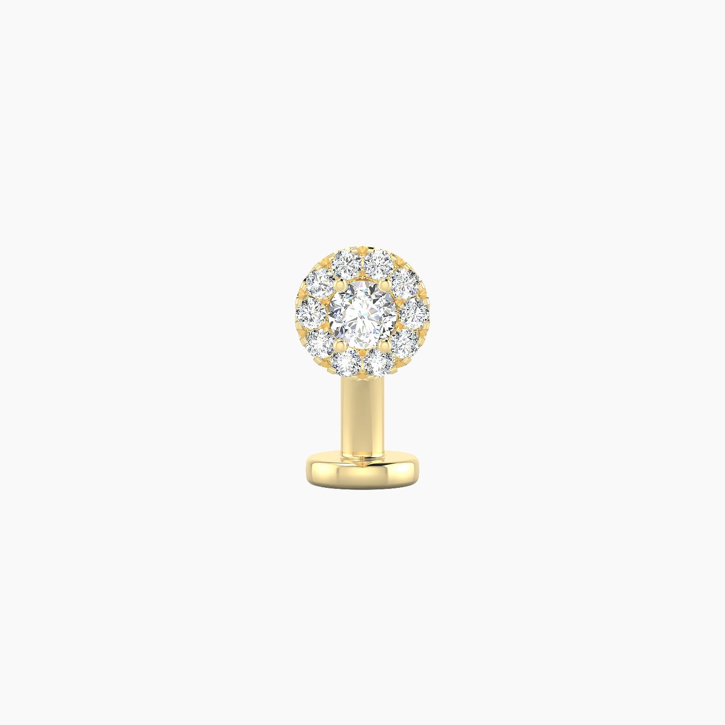 Eirene | 18k Yellow Gold 5.5 mm 8 mm Halo Round Diamond Floating Navel Piercing