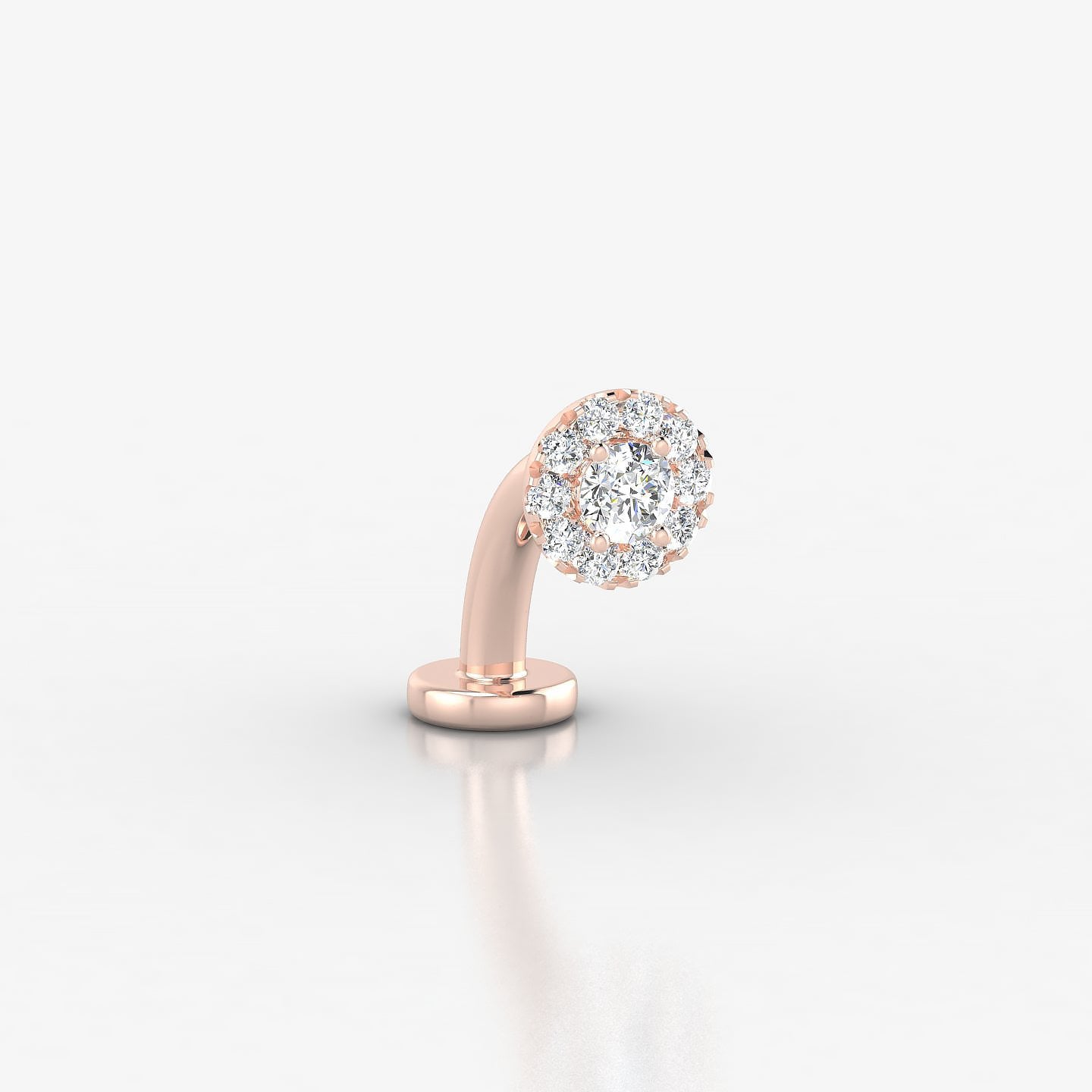 Eirene | 18k Rose Gold 5.5 mm 8 mm Halo Round Diamond Floating Navel Piercing