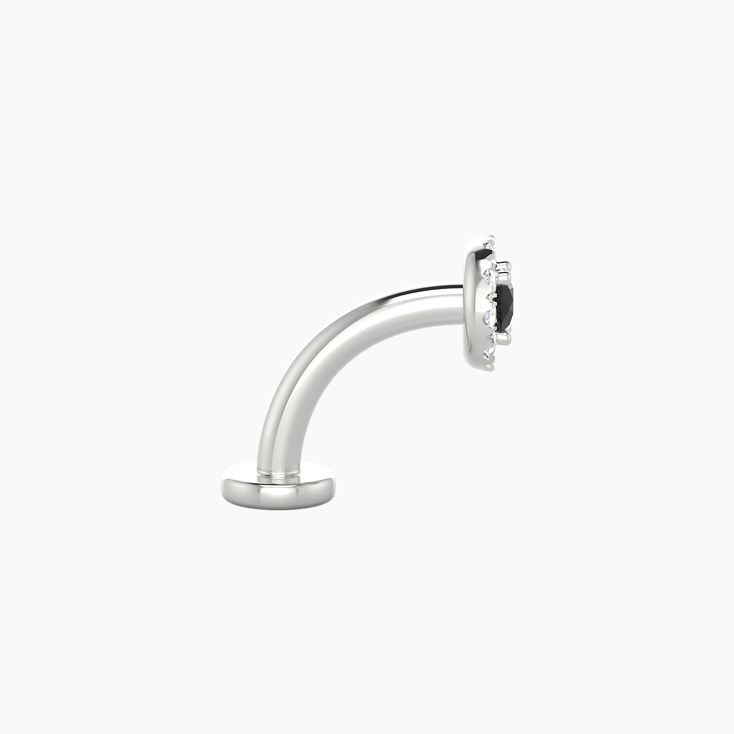 Eirene | 18k White Gold 8 mm 5 mm Halo Round Black Diamond & Diamond Floating Navel Piercing