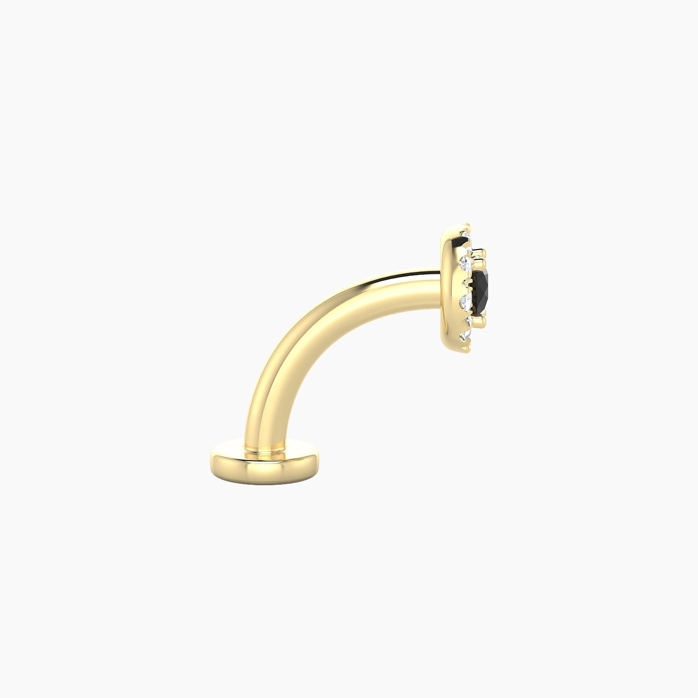 Eirene | 18k Yellow Gold 8 mm 5 mm Halo Round Black Diamond & Diamond Floating Navel Piercing