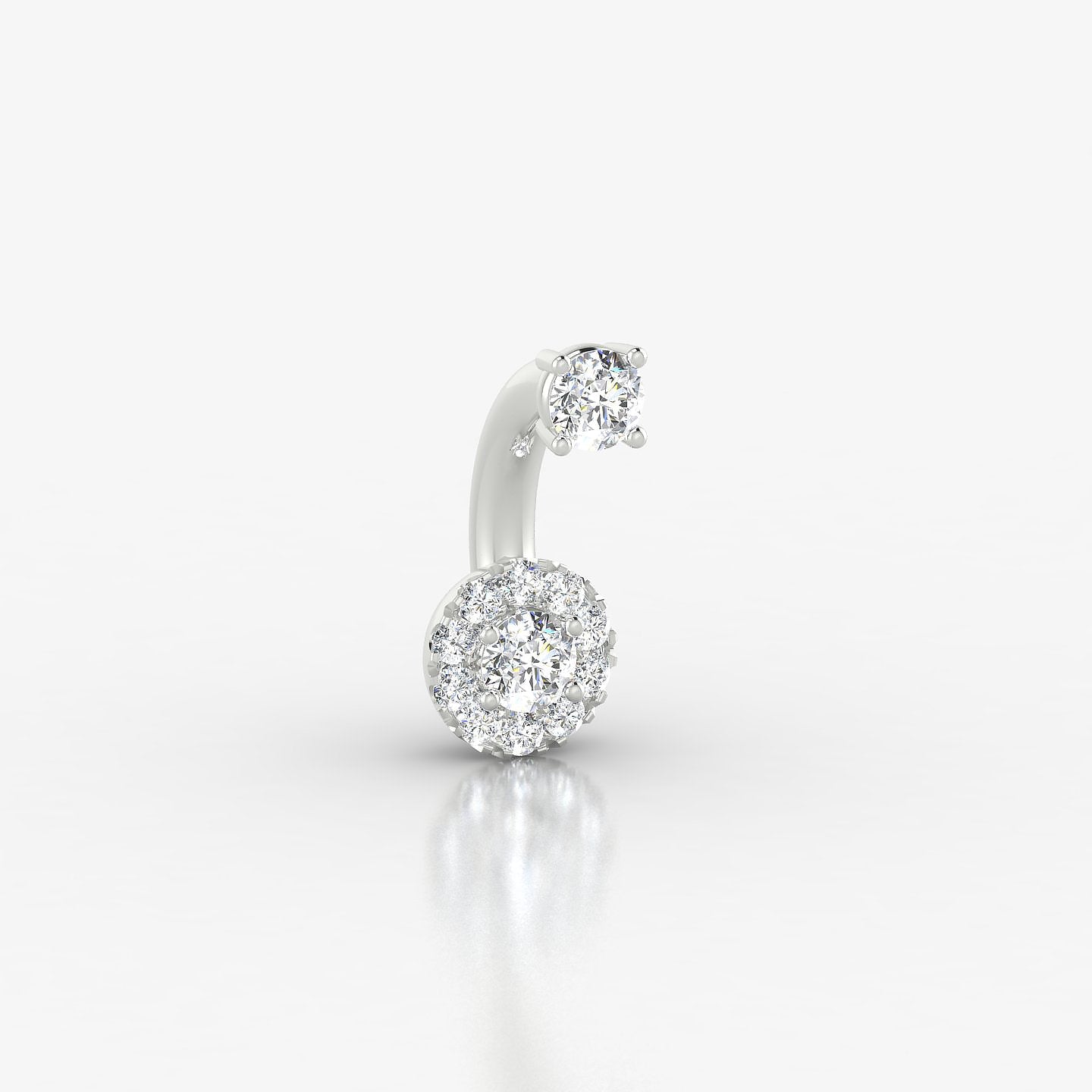 Eirene | 18k White Gold 8 mm 5.5 mm Halo Round Diamond Navel Piercing