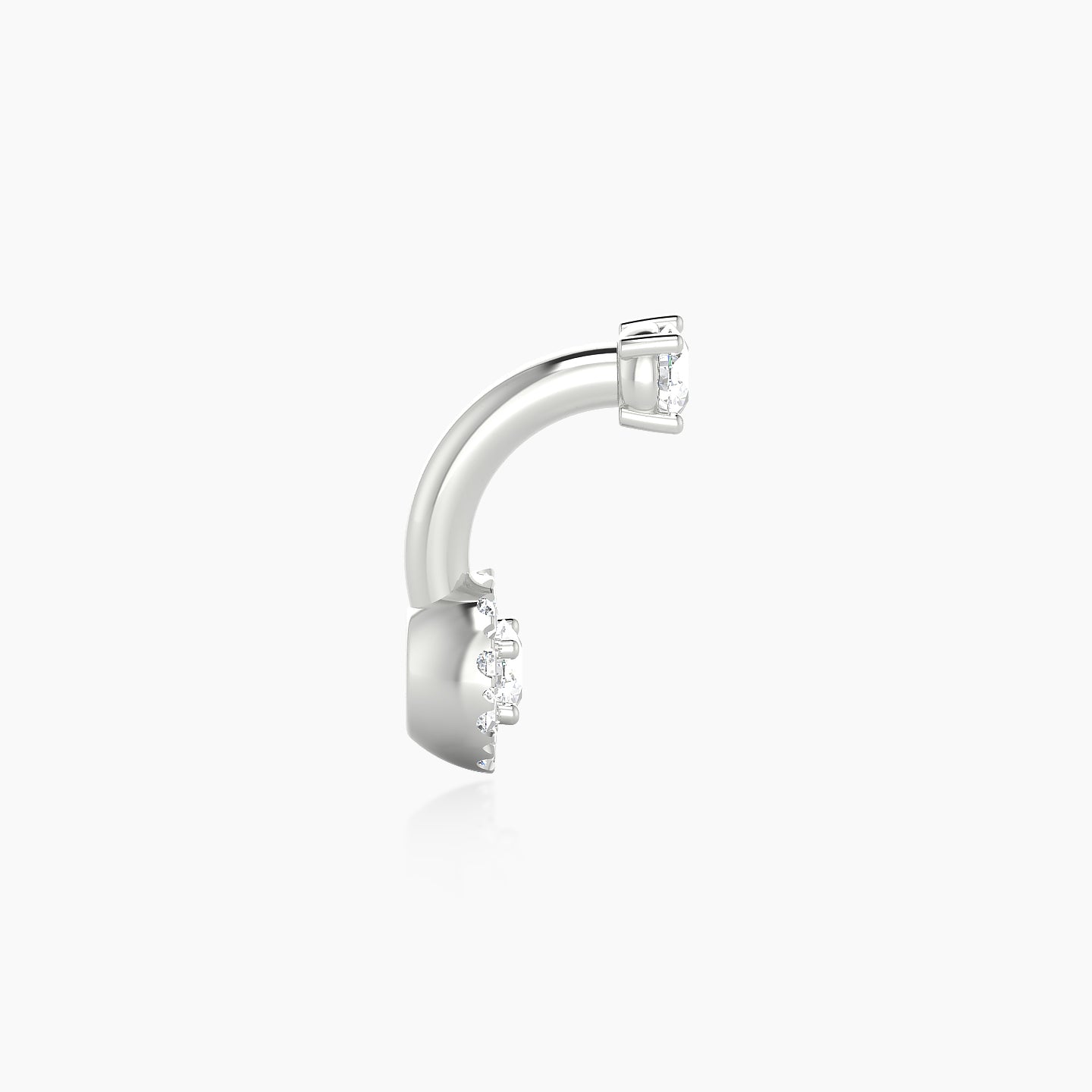 Eirene | 18k White Gold 8 mm 5.5 mm Halo Round Diamond Navel Piercing