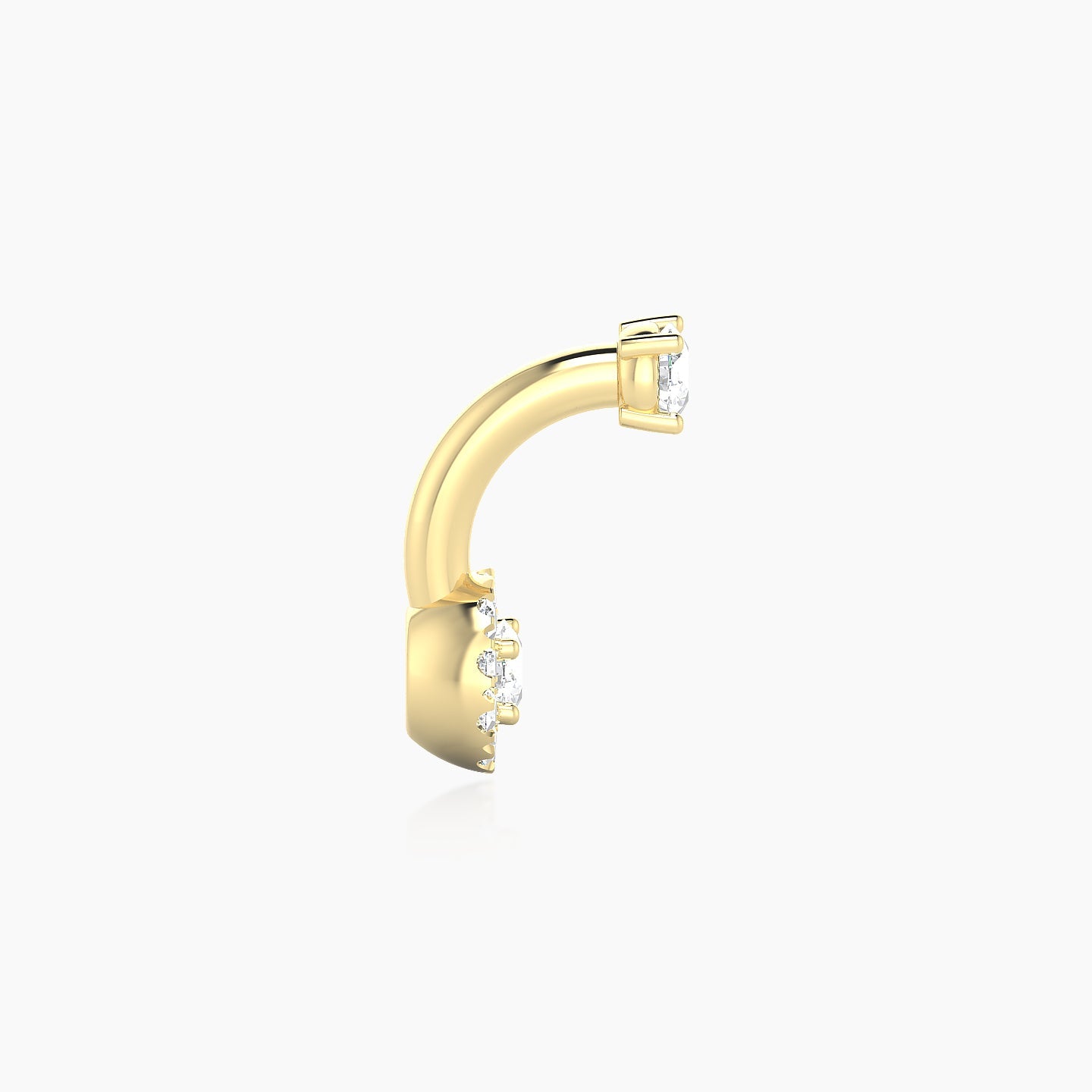 Eirene | 18k Yellow Gold 8 mm 5.5 mm Halo Round Diamond Navel Piercing