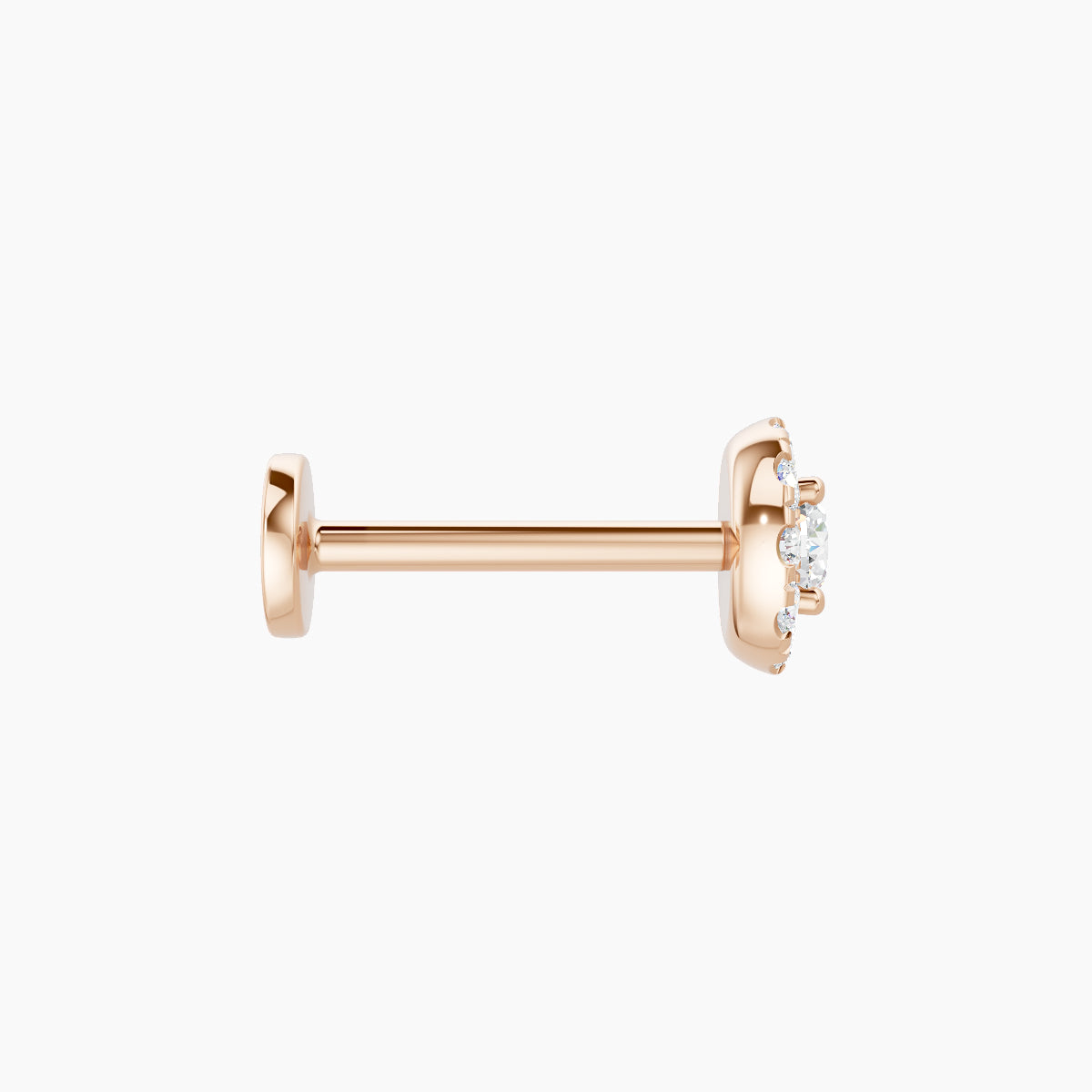 Eirene | 18k Rose Gold 5 mm 8 mm Halo Round Diamond Piercing
