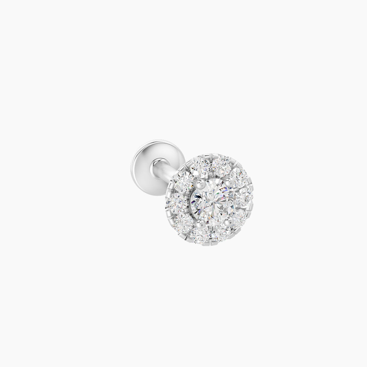 Eirene | 18k White Gold 5 mm 8 mm Halo Round Diamond Piercing