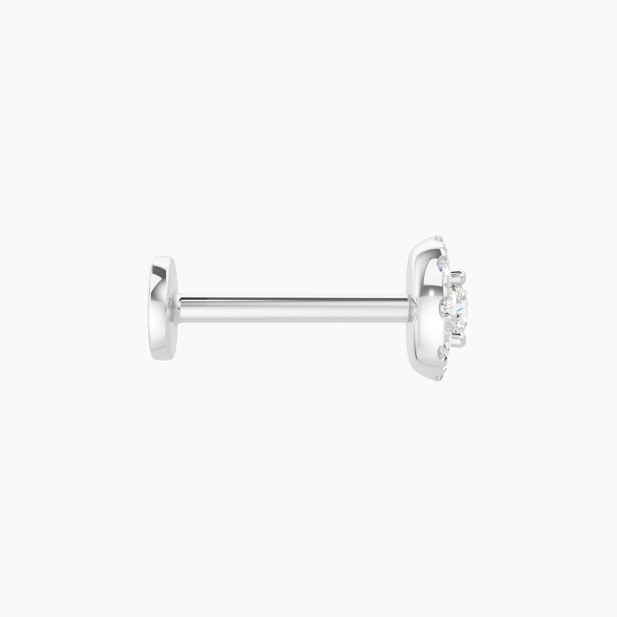 Eirene | 18k White Gold 5 mm 8 mm Halo Round Diamond Piercing