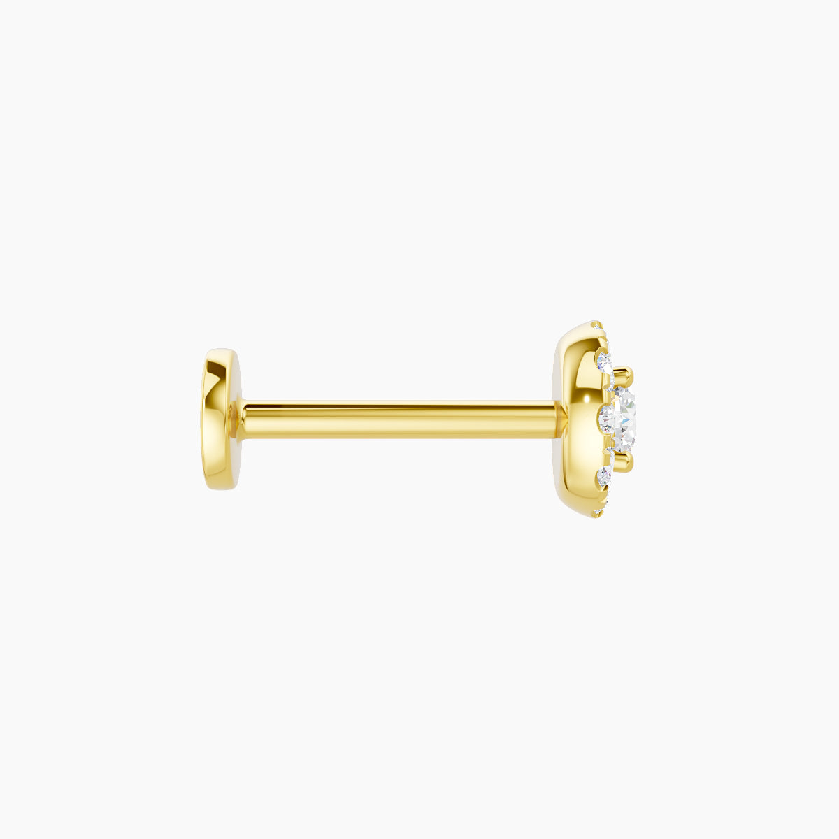 Eirene | 18k Yellow Gold 5 mm 8 mm Halo Round Diamond Piercing