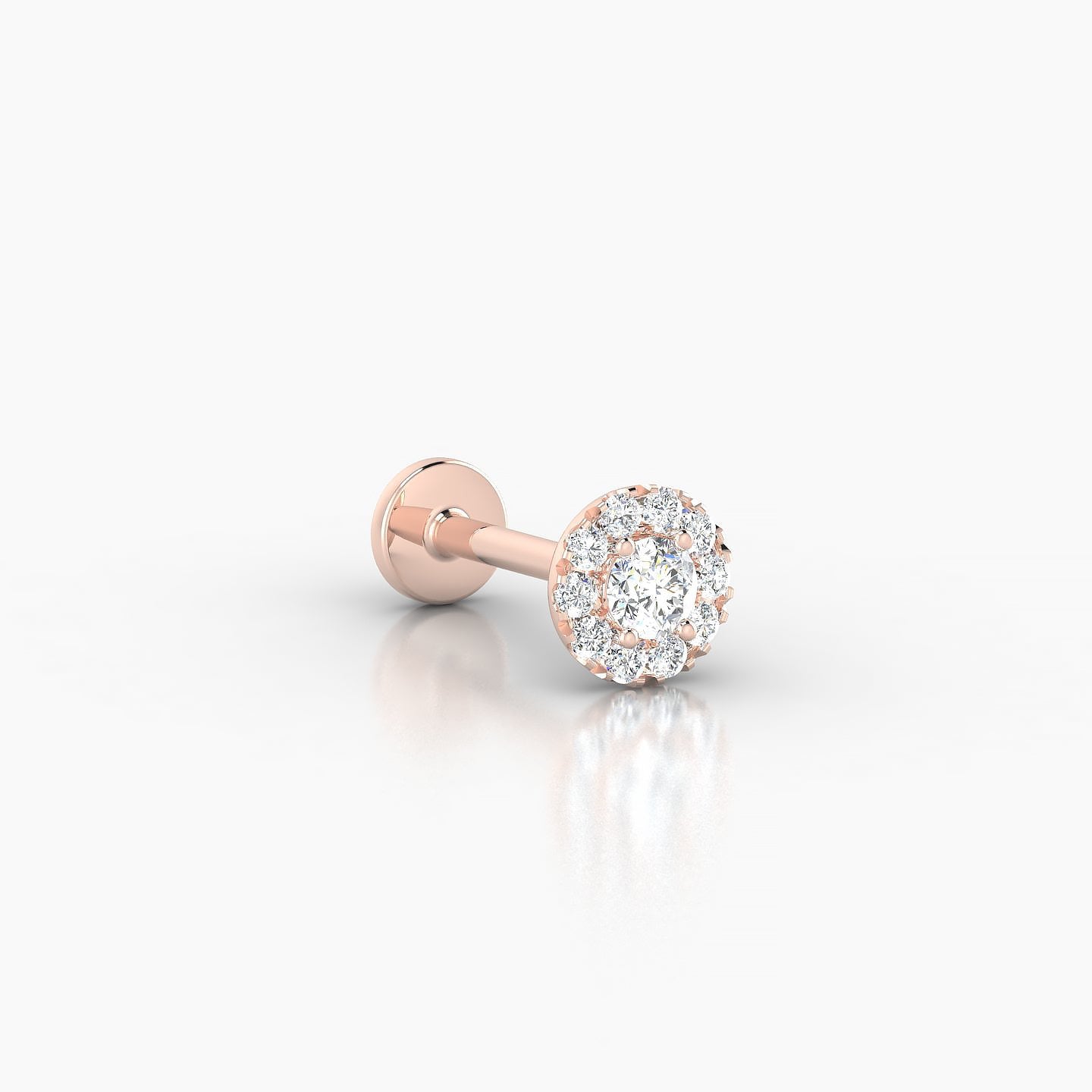 Eirene | 18k Rose Gold 5.5 mm 8 mm Halo Round Diamond Piercing