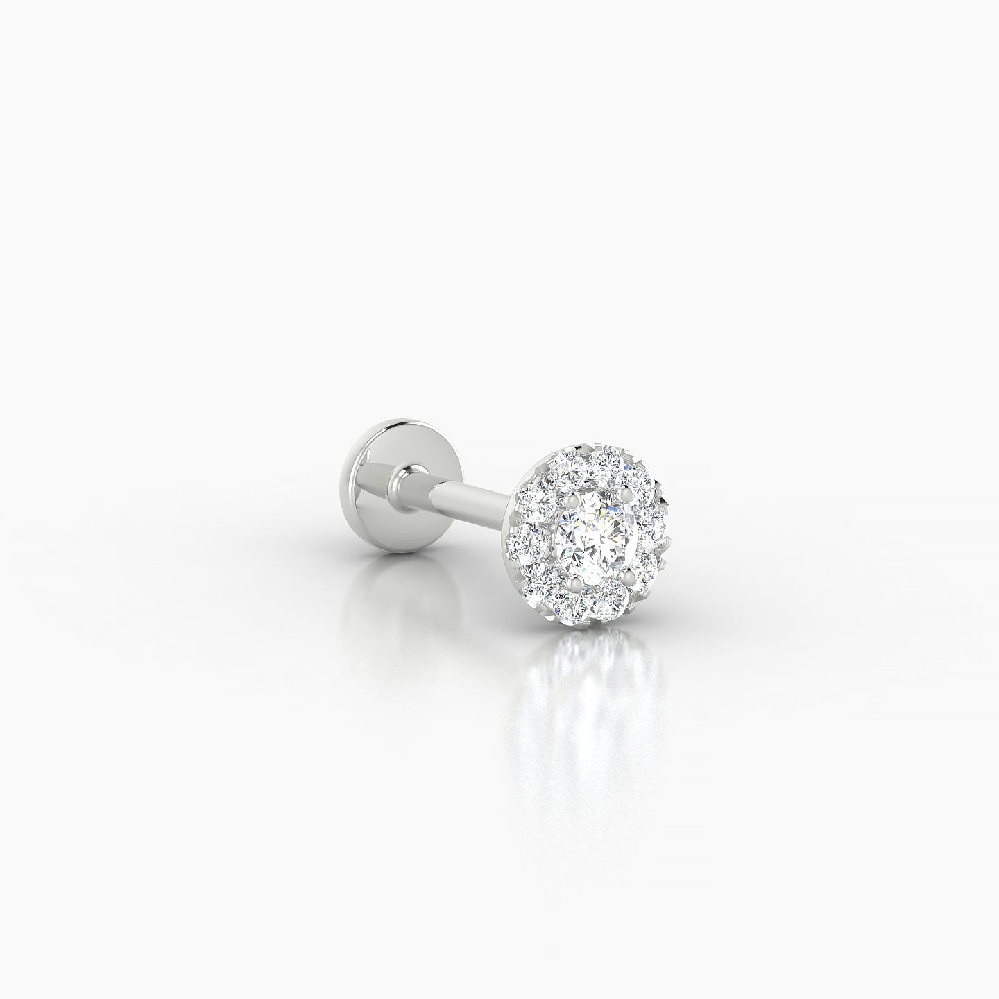 Eirene | 18k White Gold 5.5 mm 8 mm Halo Round Diamond Piercing