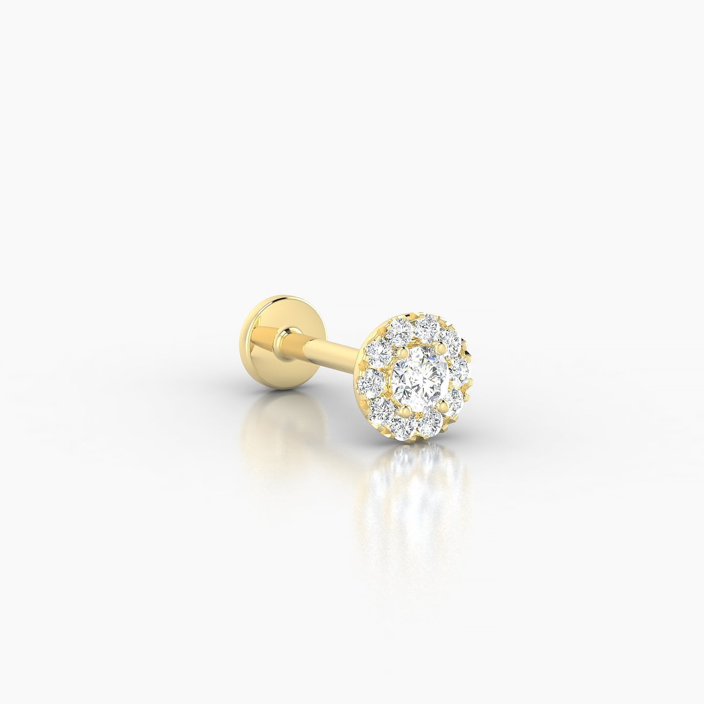 Eirene | 18k Yellow Gold 5.5 mm 8 mm Halo Round Diamond Piercing