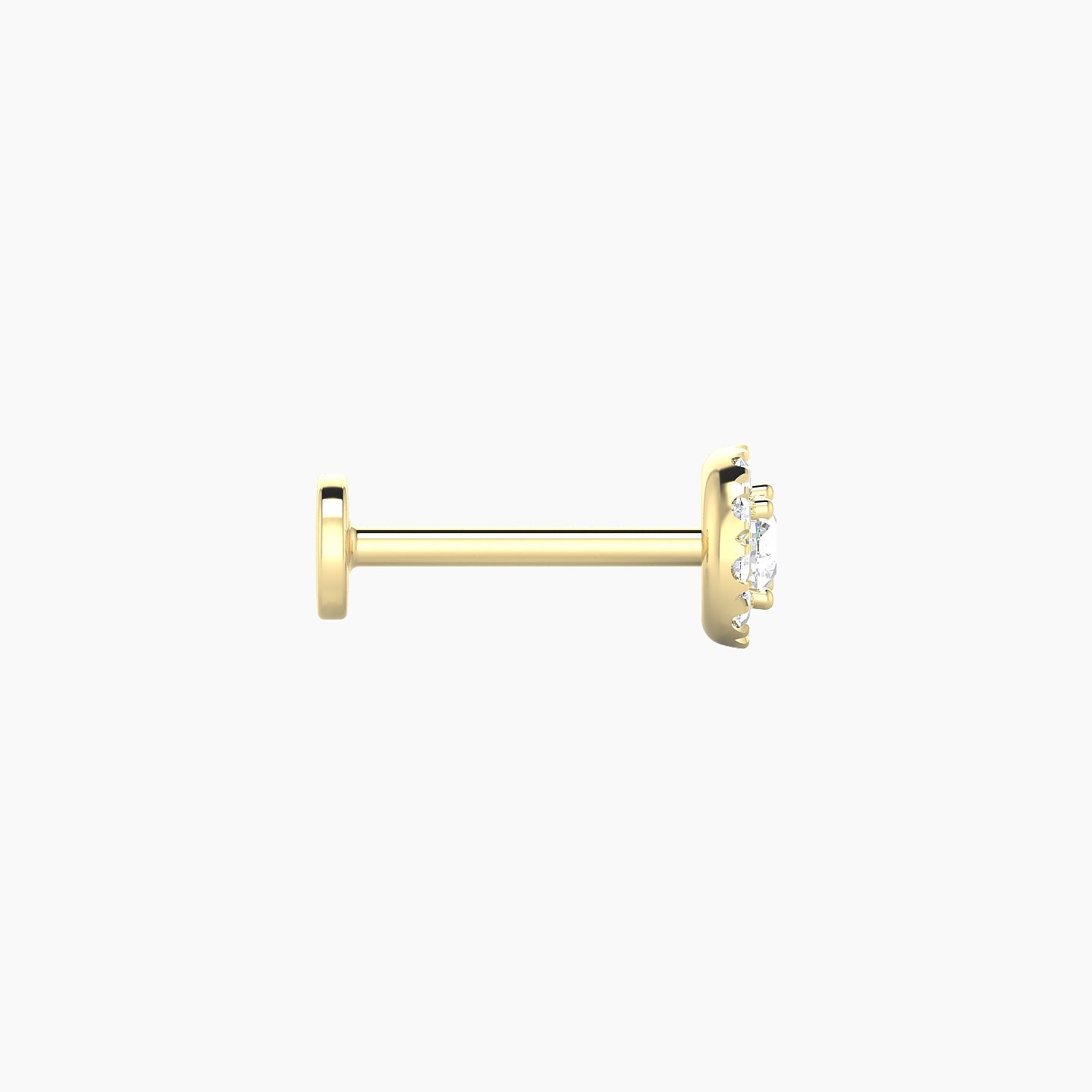 Eirene | 18k Yellow Gold 5.5 mm 8 mm Halo Round Diamond Piercing