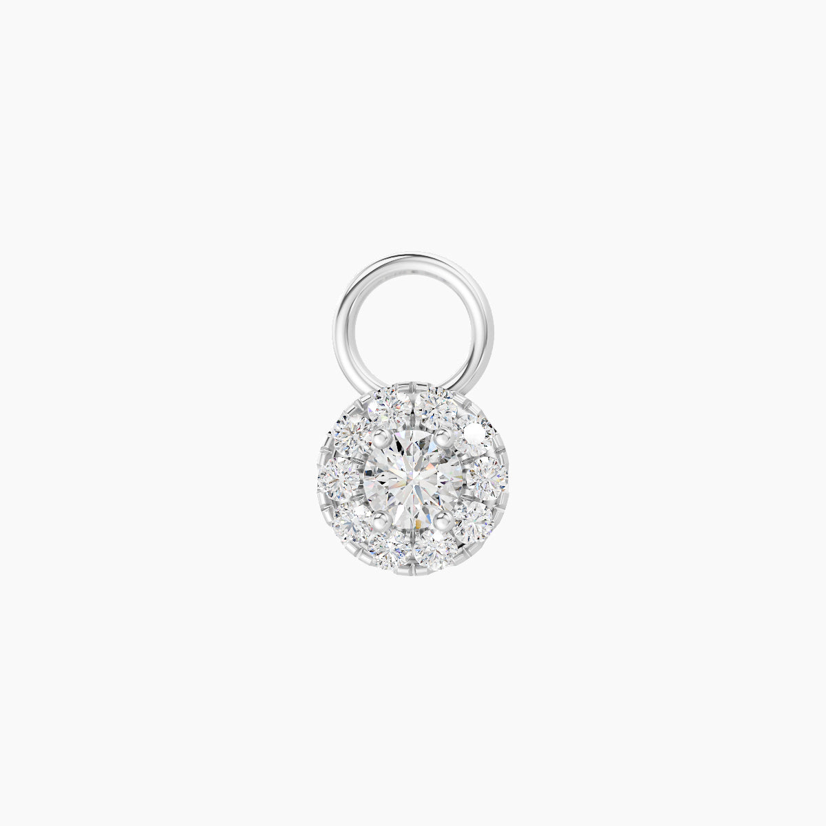 Eirene | 18k White Gold 5 mm Halo Round Diamond Charm