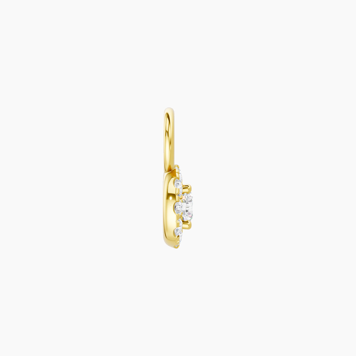 Eirene | 18k Yellow Gold 5 mm Halo Round Diamond Charm