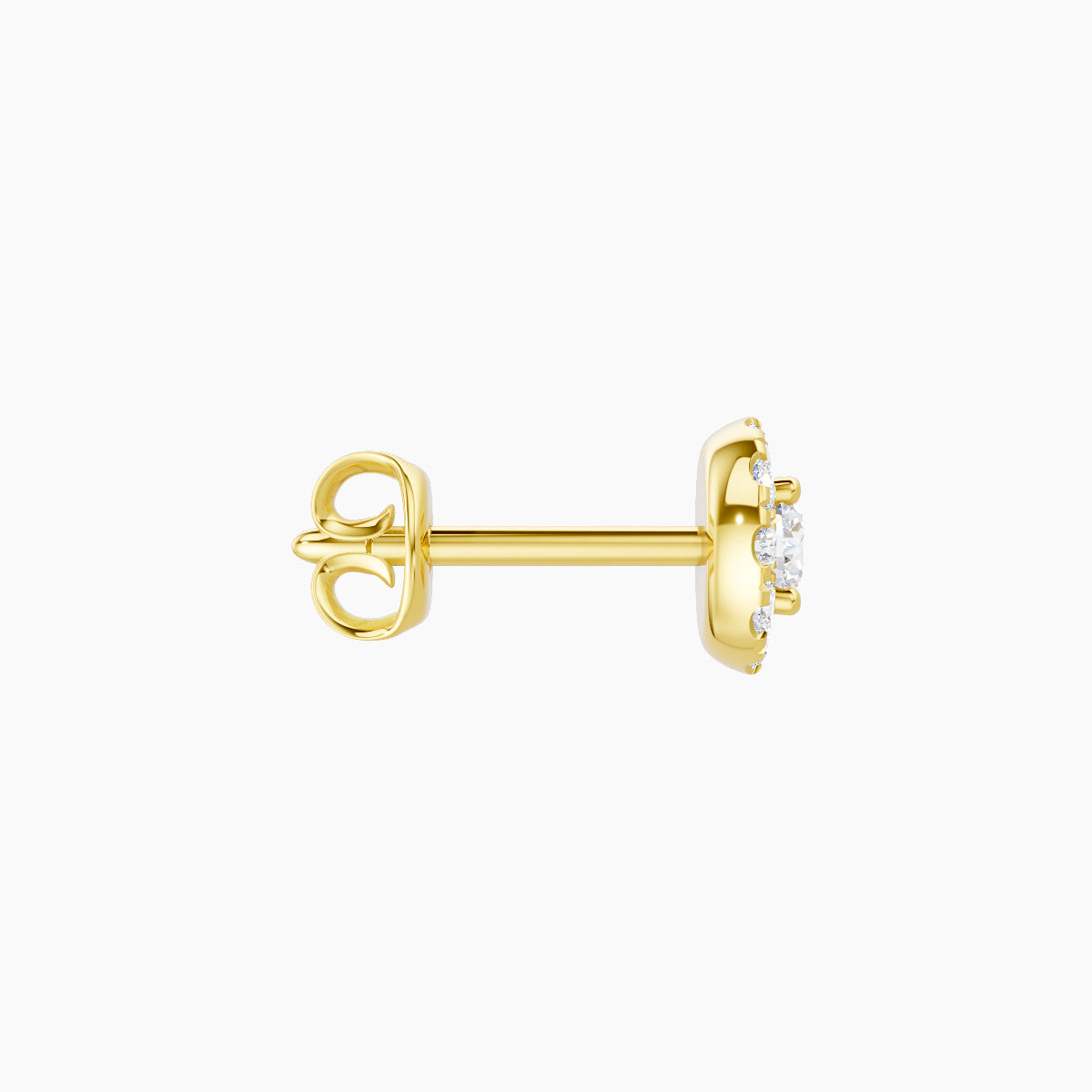 Eirene | 18k Yellow Gold 5 mm Halo Round Diamond Earring