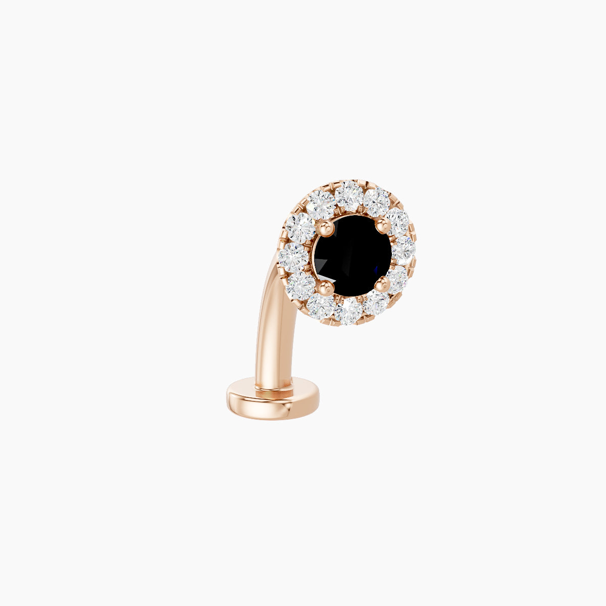Eirene | 18k Rose Gold 10 mm 5.5 mm Halo Round Black Diamond & Diamond Floating Navel Piercing