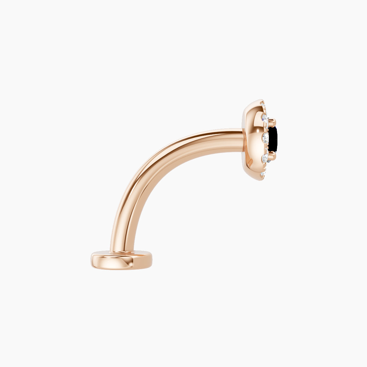 Eirene | 18k Rose Gold 10 mm 5.5 mm Halo Round Black Diamond & Diamond Floating Navel Piercing