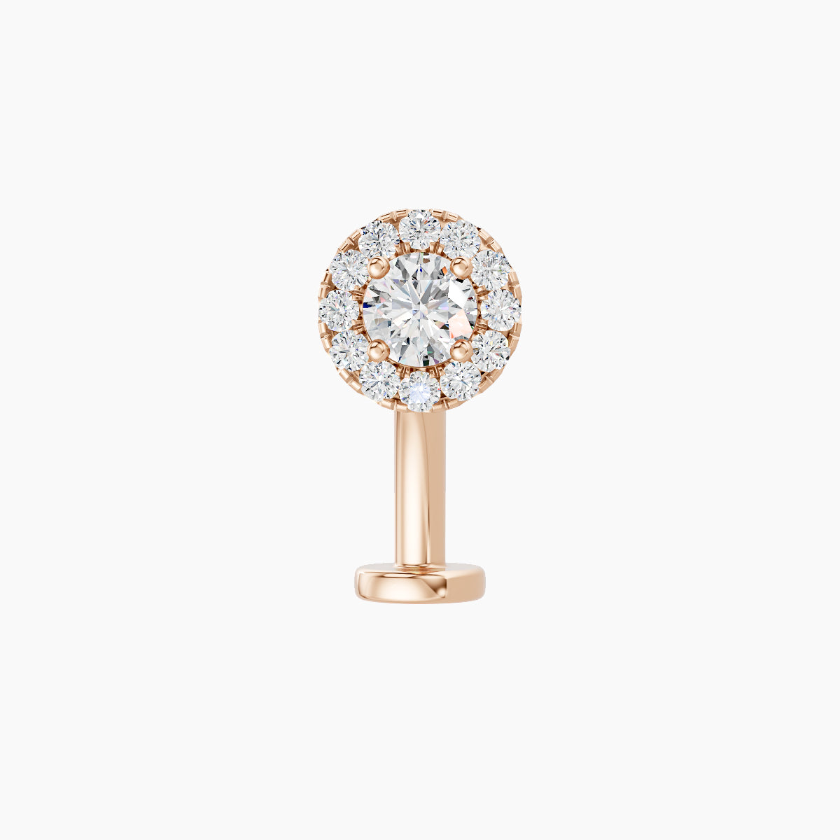 Eirene | 18k Rose Gold 5.5 mm 10 mm Halo Round Diamond Floating Navel Piercing
