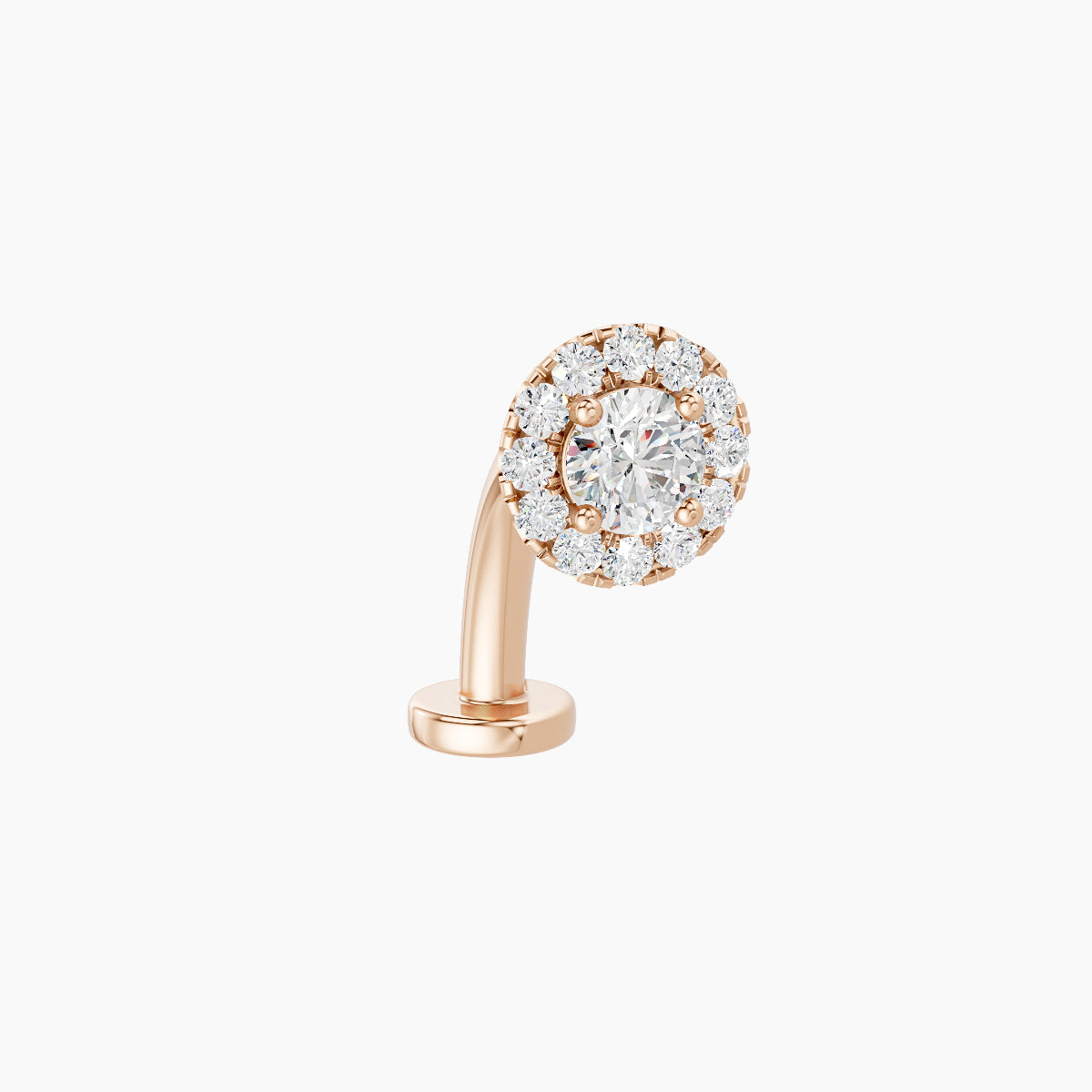 Eirene | 18k Rose Gold 5.5 mm 10 mm Halo Round Diamond Floating Navel Piercing